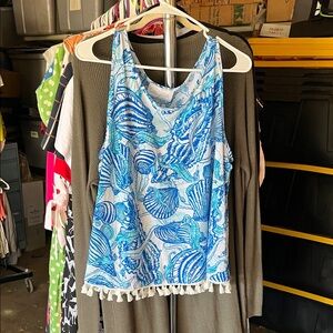 Ocean Breeze Blue and White Tank Top